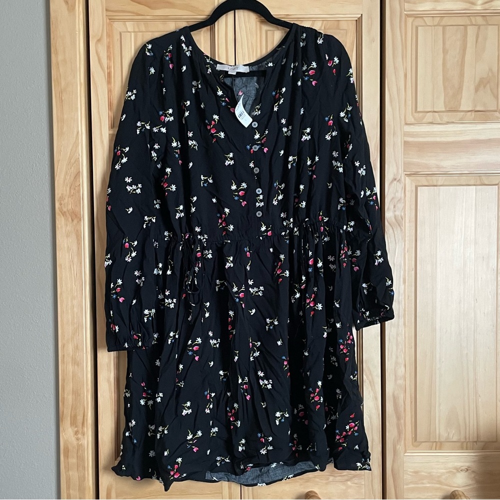 Loft Black floral dress
